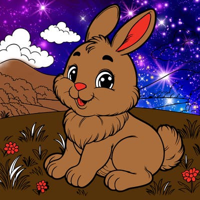 a detailed and realistic easter bunny on a field