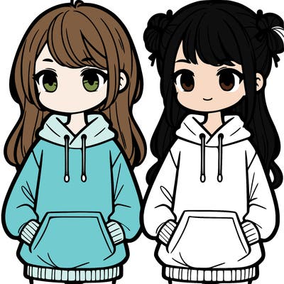two girls with hoodies