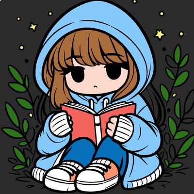 girl in oversized hoodie reading a book