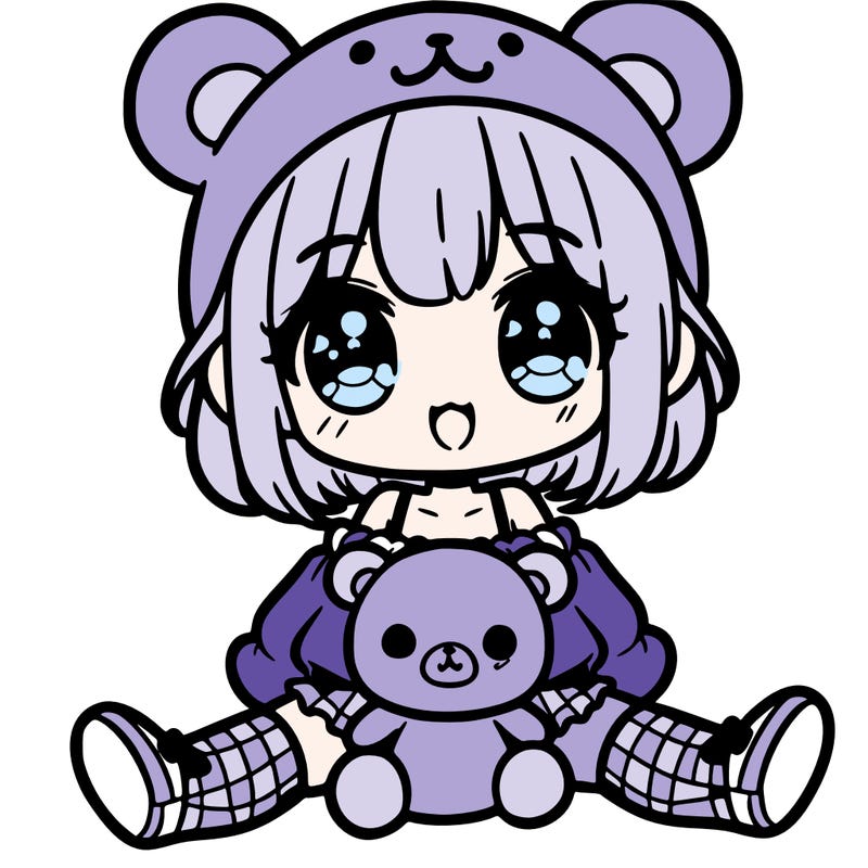 cute anime girl with bear fit