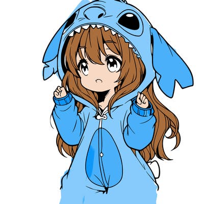 anime girl in a stitch onsie