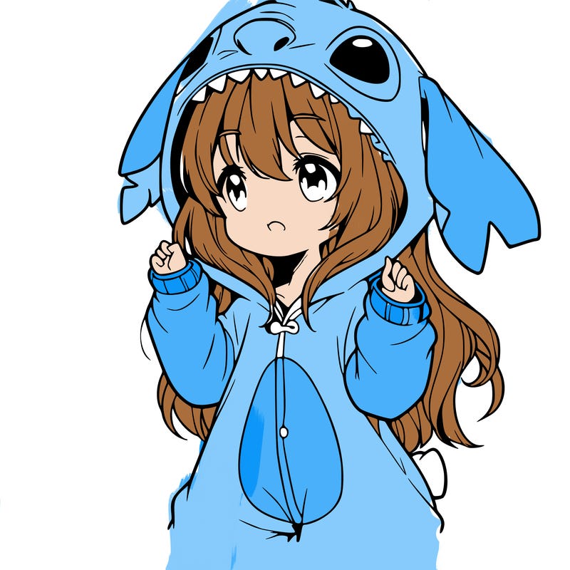 anime girl in a stitch onsie