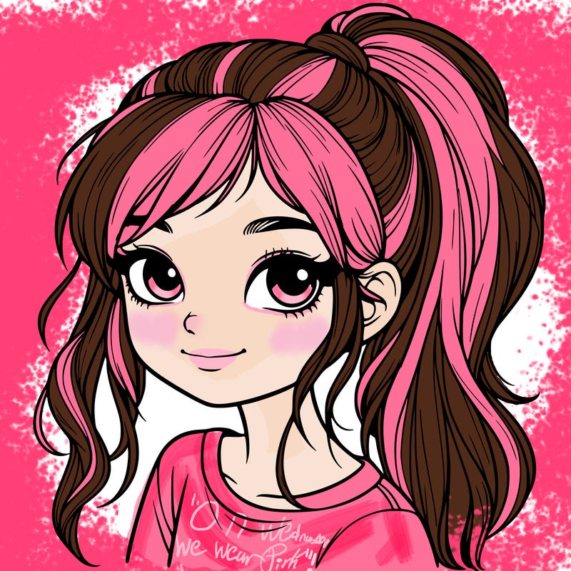 realistic girl with ponytail