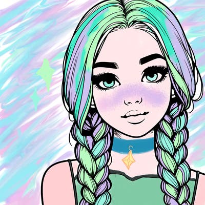 realistic girl with braids