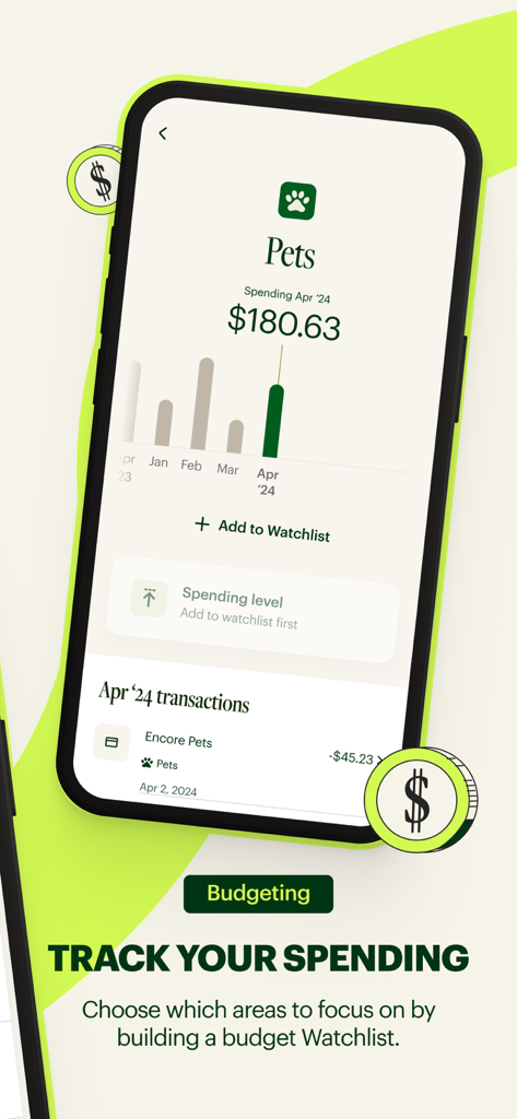 Spruce – Mobile banking - Spruce mobile banking app interface for tracking monthly spending and budgeting