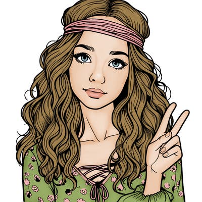 realistc girl 70s hippie