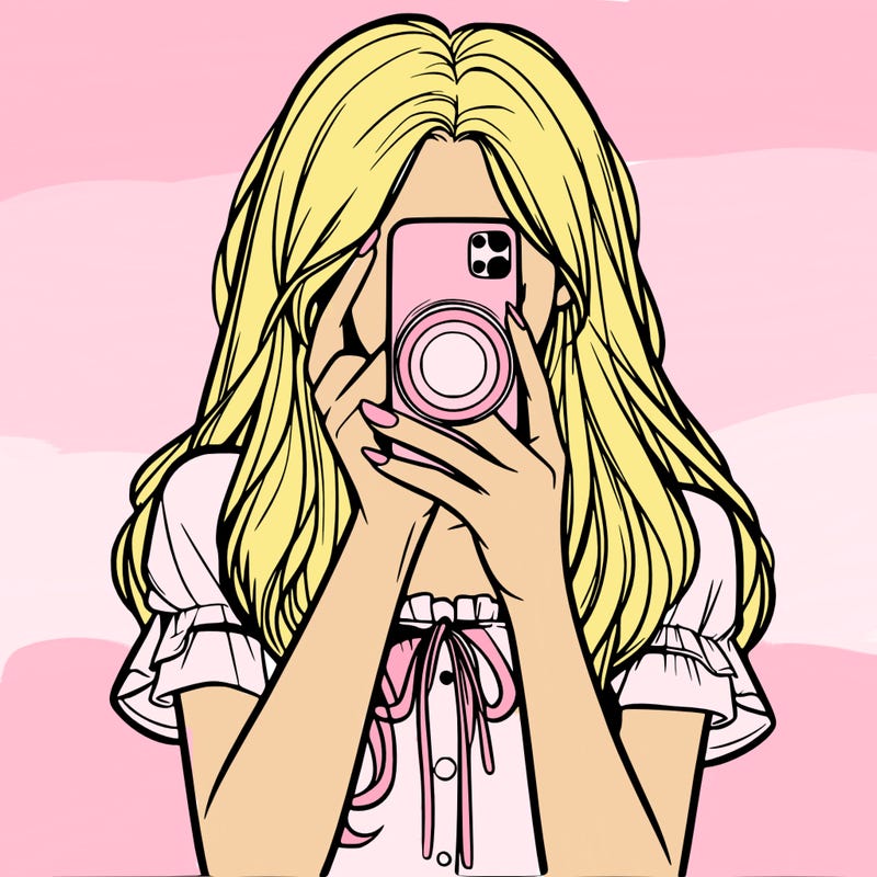 a realistic girl holding her phone taking pictures