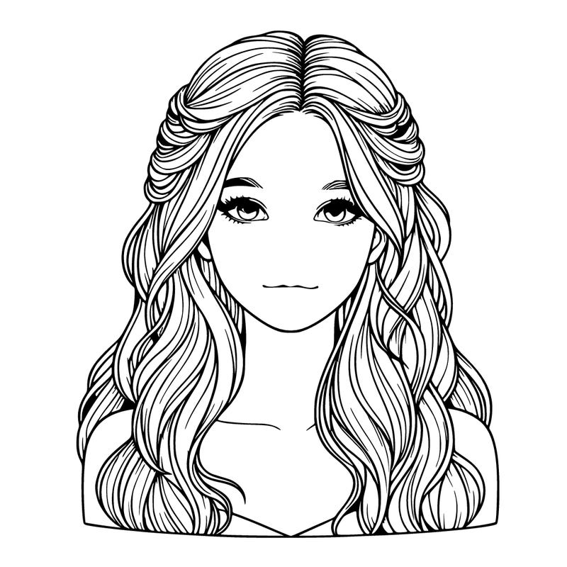 realistic girl with half up half down