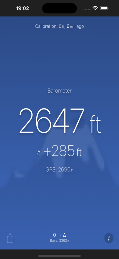 Altimeter (Barometer) - Altimeter app interface showing 2647 feet altitude with barometer and GPS readings