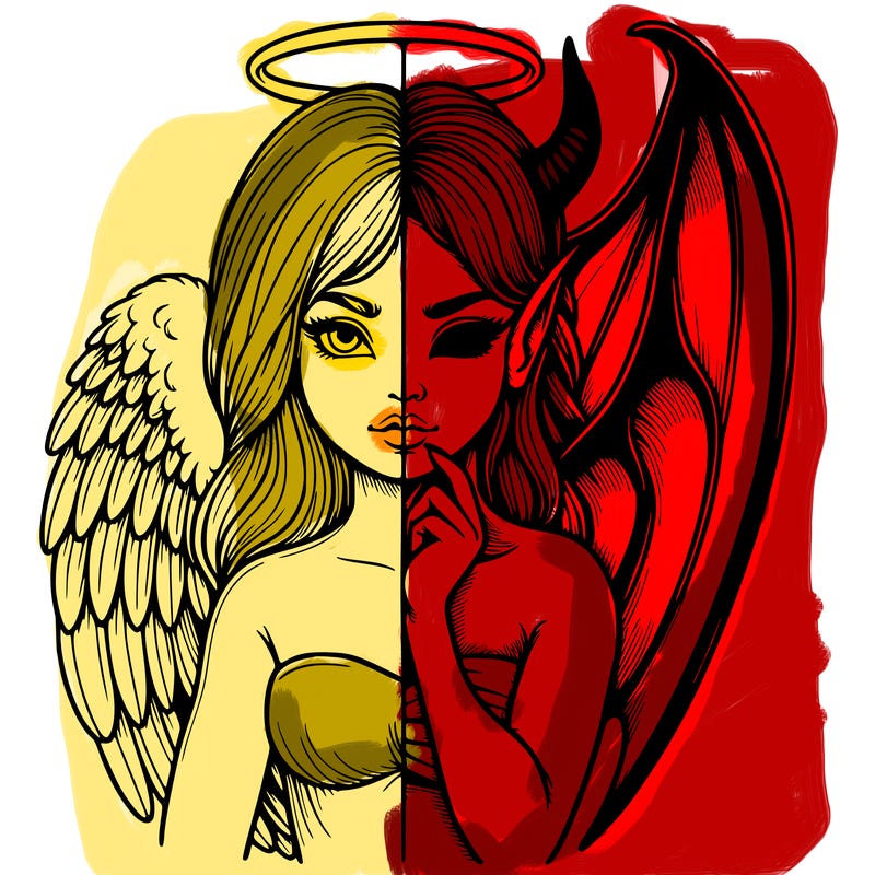 realistic angel half demon