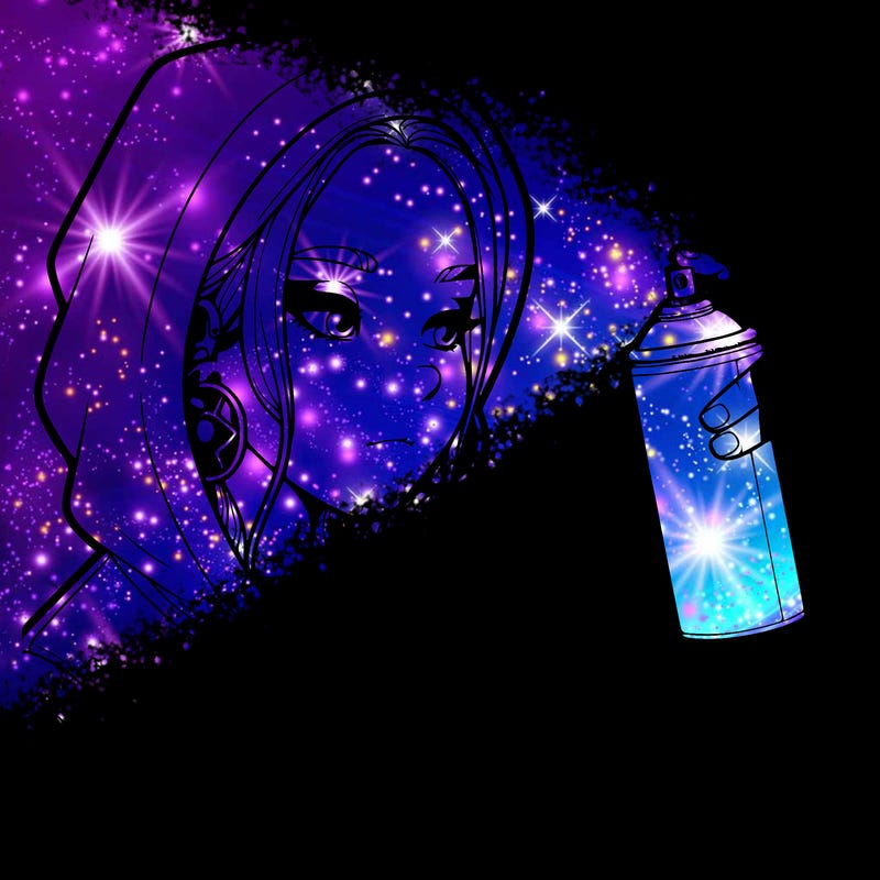 a realistic girl, spray painting