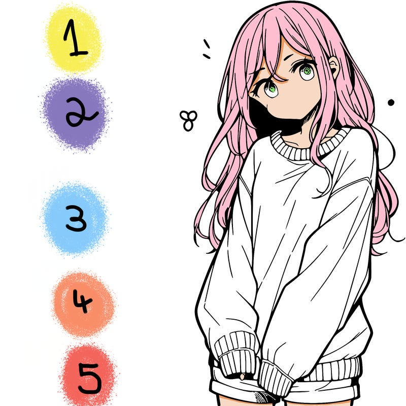 manga teen girl  in a sweater and baggy pants