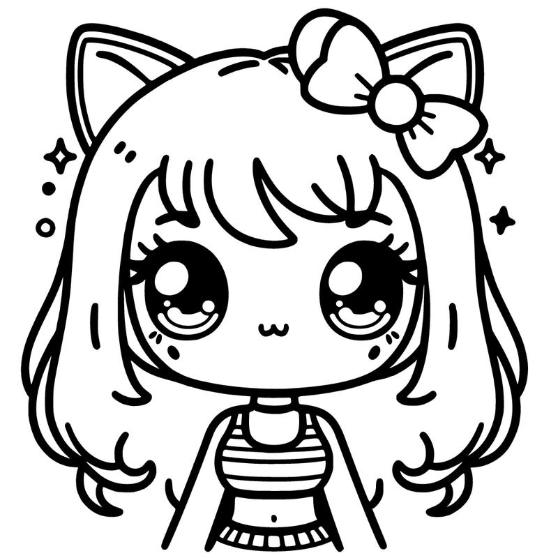cute kawaii cat girl with crop top