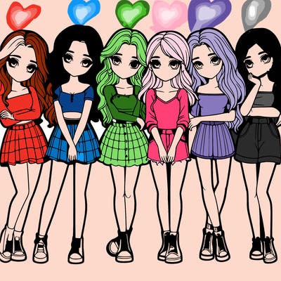 a group of girls realistic