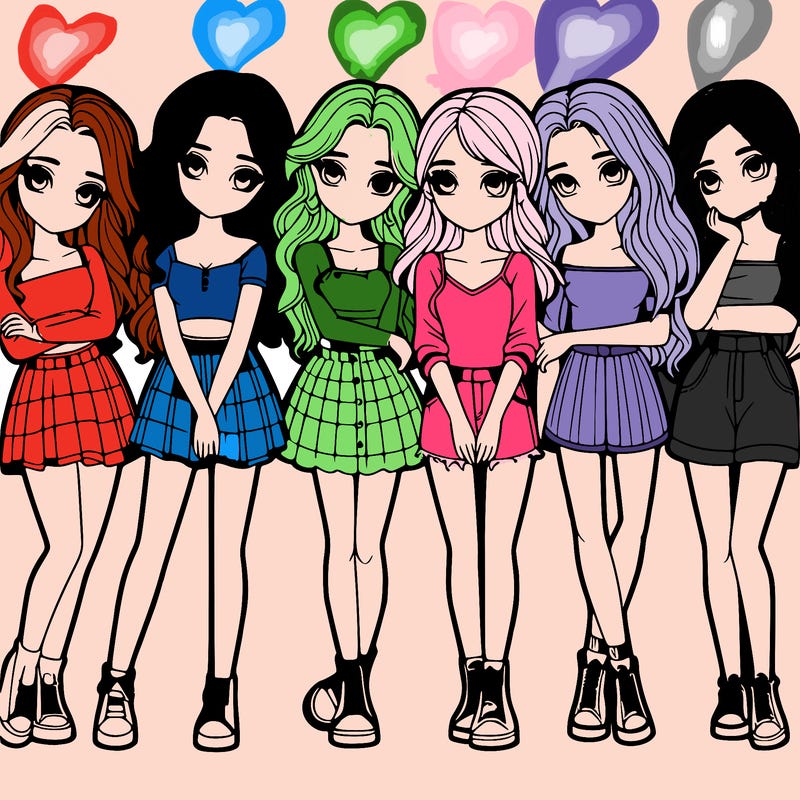 a group of girls realistic