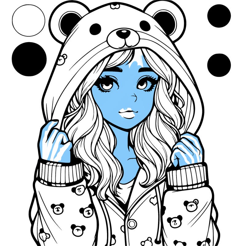 realistic girl in a animal pjs hoodie