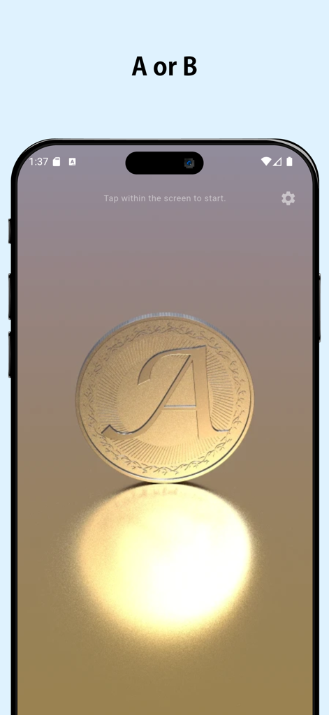 Una moneda de oro con la letra A en la pantalla de un smartphone para un lanzamiento digital