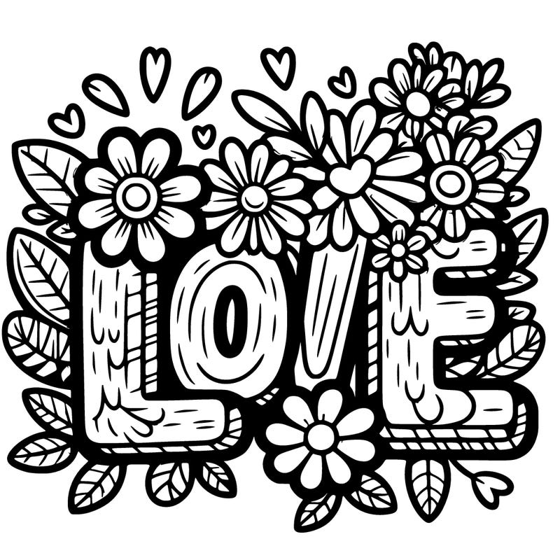 word love with flowers