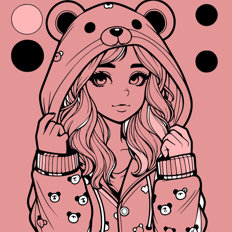 realistic girl in a animal pjs hoodie