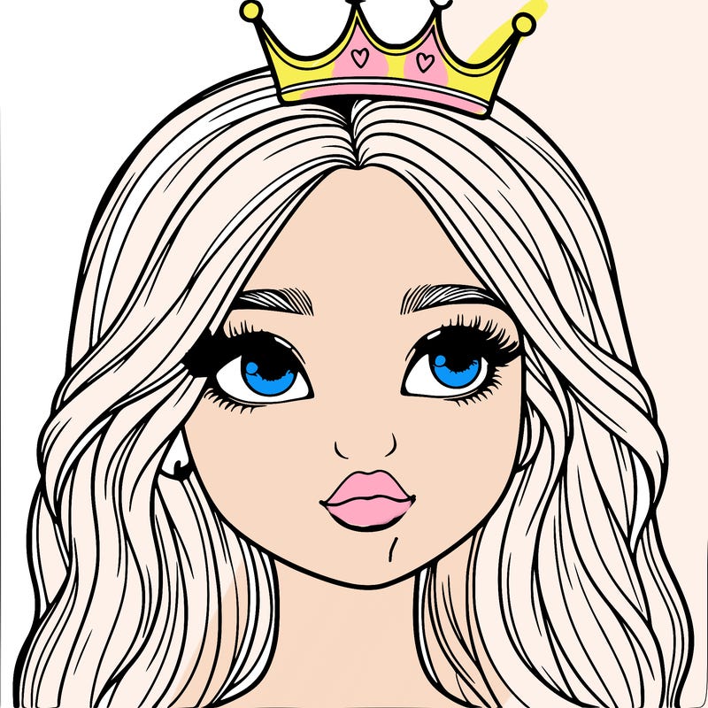 a realistic girl with a crown on