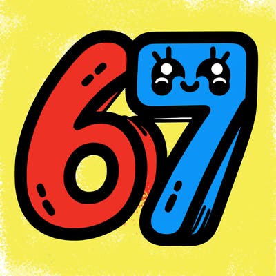 the numbers 67