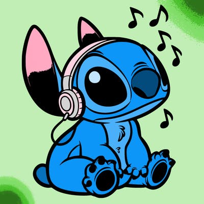 stitch listening to music