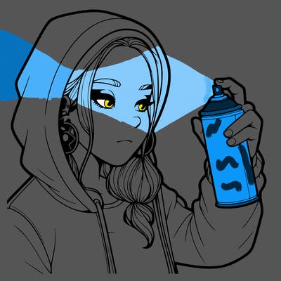 a realistic girl, spray painting