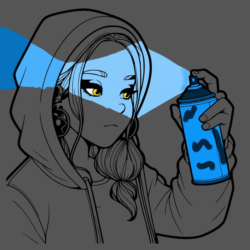 a realistic girl, spray painting