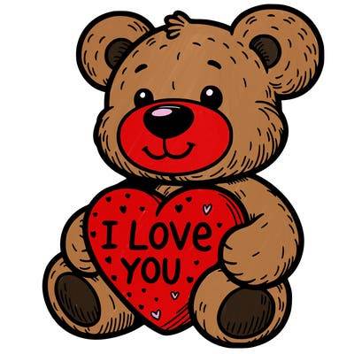 teddy bear holding an i love you heart