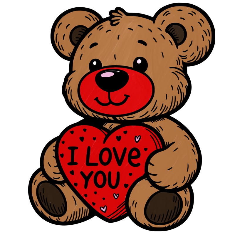 teddy bear holding an i love you heart