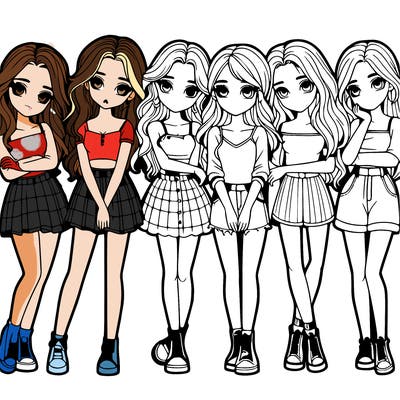 a group of girls realistic