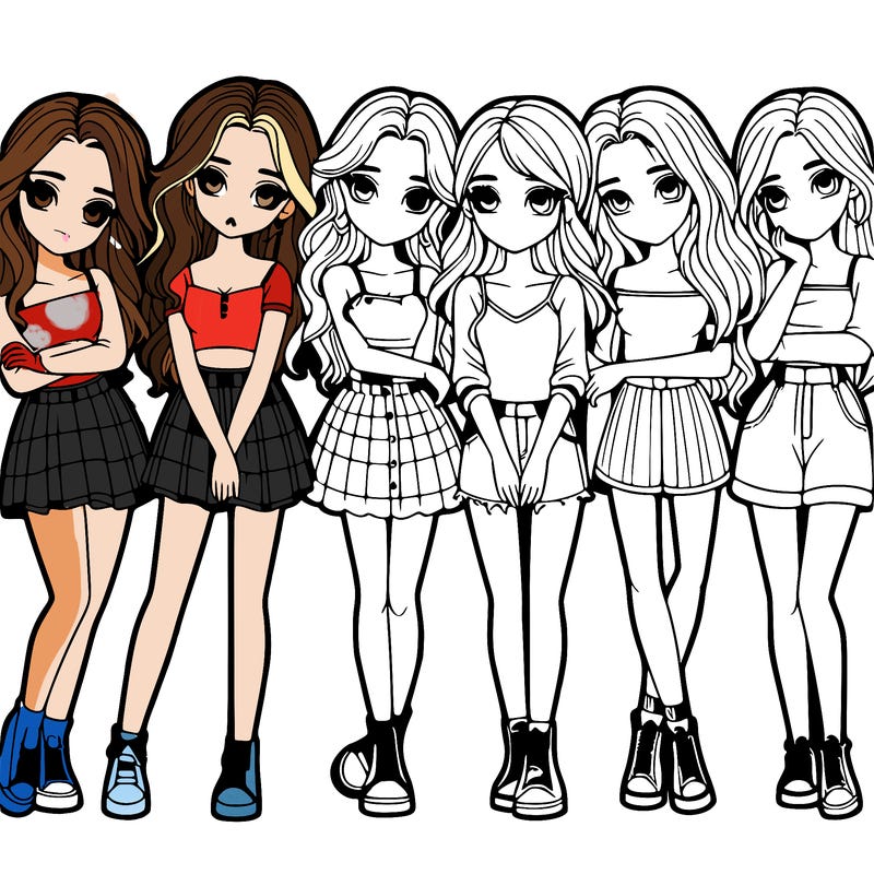 a group of girls realistic