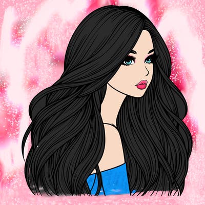 realistic girl with long realistic hair