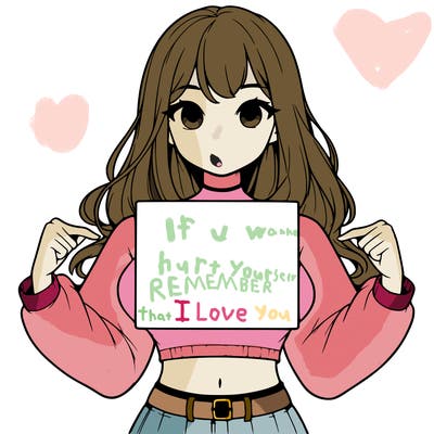 girl holding a blank sign in a long sleeve crop top