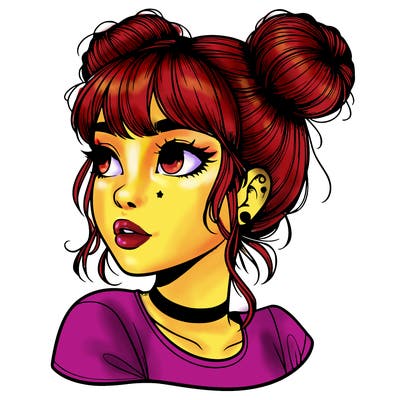 realistic girl with spacebuns