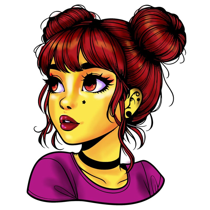 realistic girl with spacebuns