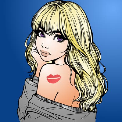 realistic girl with bangs looking over her shoulder