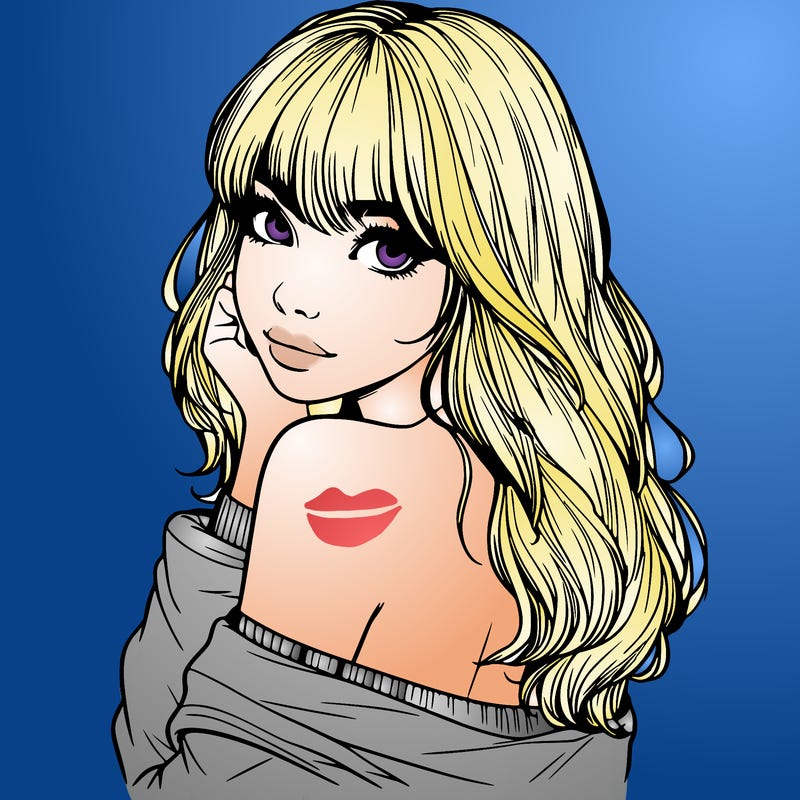 realistic girl with bangs looking over her shoulder