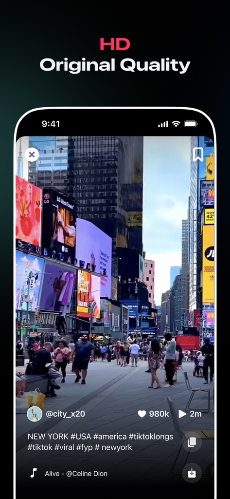 TKTK Video Manager app showing high definition video playback of a New York City street