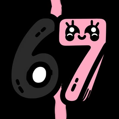 the numbers 67