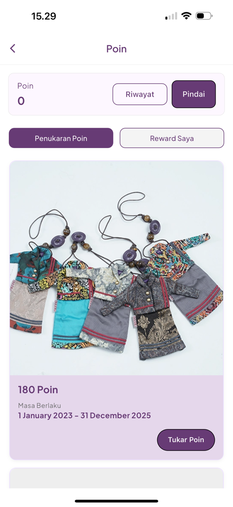 Tuneeca - Points redemption screen in the Tuneeca app showing ethnic fashion accessories as rewards