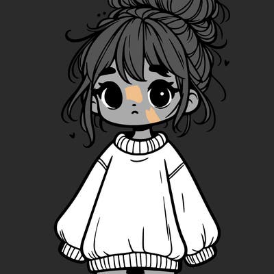 cute girl with baggy jumper and messy bun