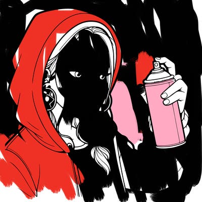 a realistic girl, spray painting