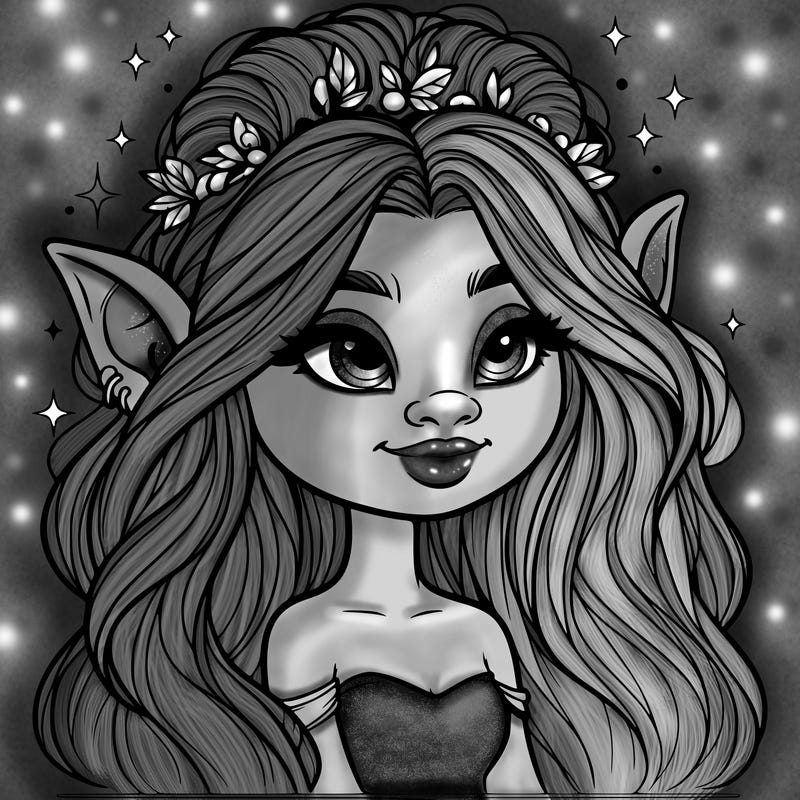 realistic magical beautiful female troll with oversized features