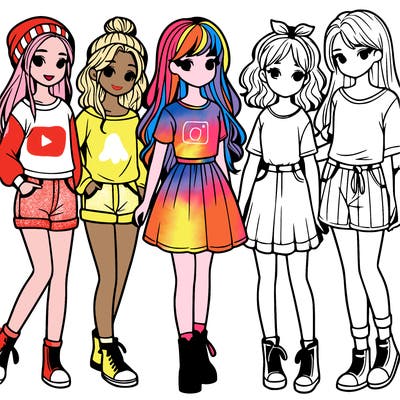 a group of five girls