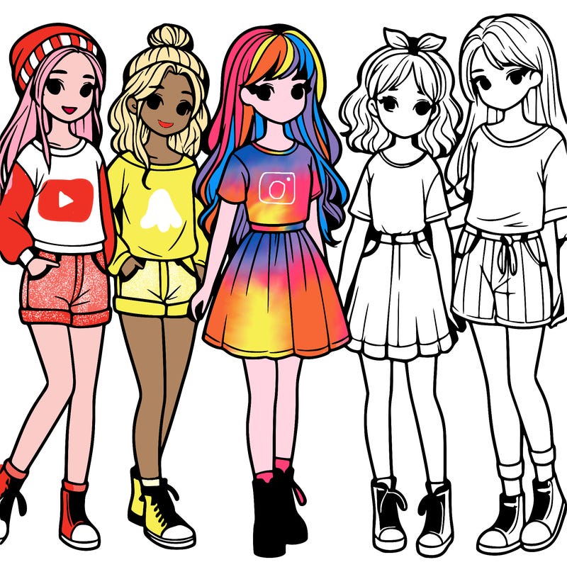 a group of five girls