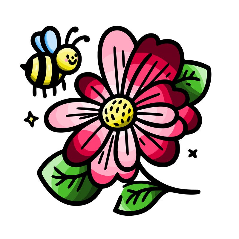 pink flower with a bee