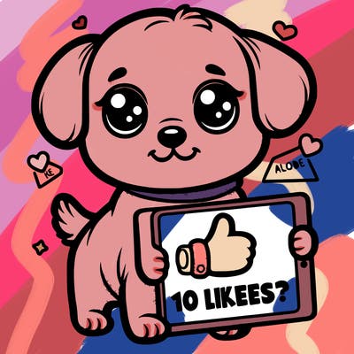 cute puppy holding sign that says 10 likes?