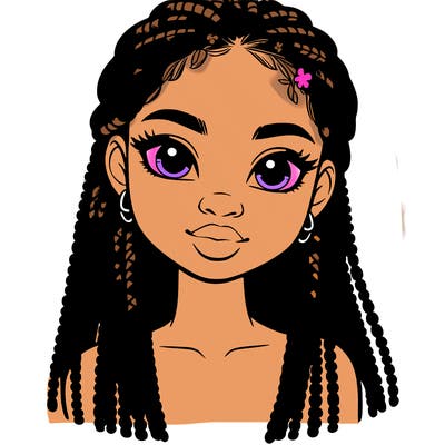 a realistic black girl with braids