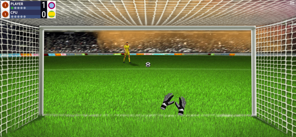 Penalty Challenge Multiplayer - Gameplay of Penalty Challenge Multiplayer from the goalkeeper perspective during a penalty shootout